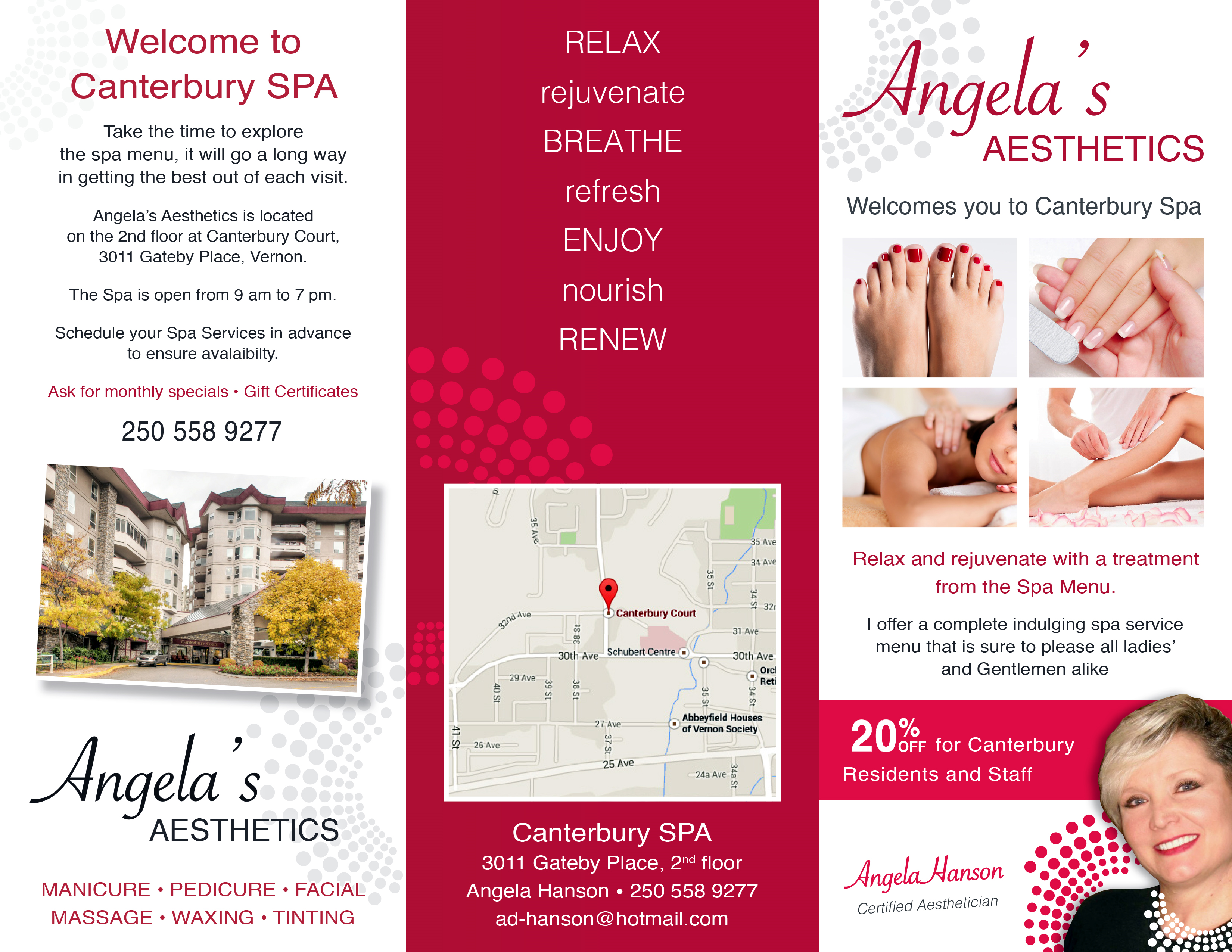 TRIFOLD BROCHURE DESIGN - ANGELA'S AESTHETICS 2017